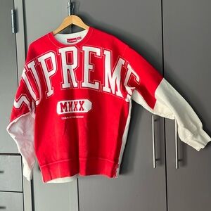 Supreme Overprint Crewneck Sweatshirt. 2020 Collection White Red Size Large